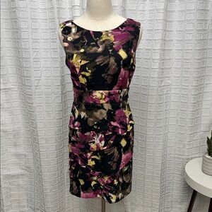 Dress Barn Floral Dress - Pink, Black, and Yellow